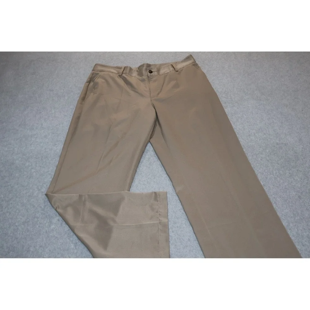 Adidas Golf Pants Mens 34x33 Tan Climalite Flat Front Performance Polyester **